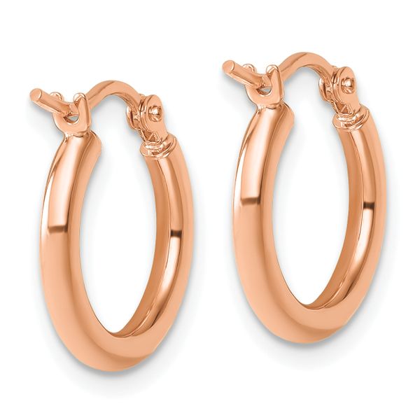 Leslie's 14k Rose Gold Polished 2x15mm Polished Hoop Earrings - Image 4
