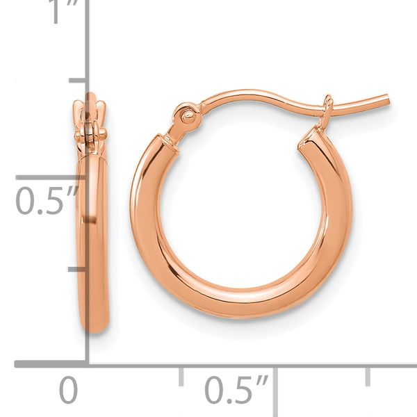 Leslie's 14k Rose Gold Polished 2x15mm Polished Hoop Earrings - Image 5