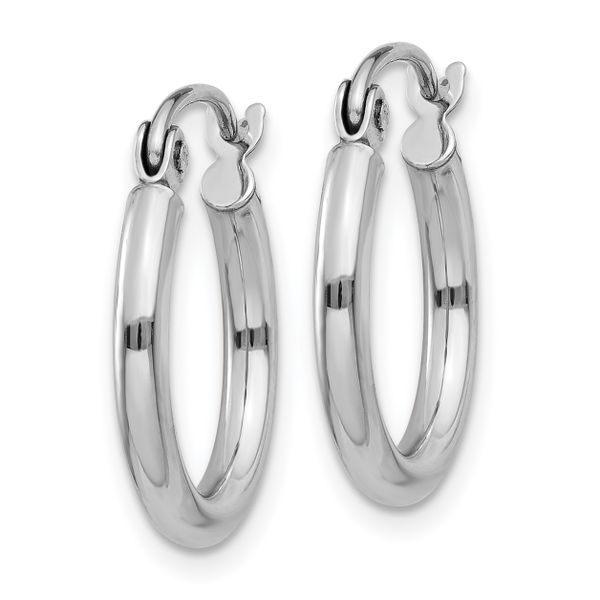 Leslie's 14k White Gold Polished 2x15mm Polished Hoop Earrings - Image 2