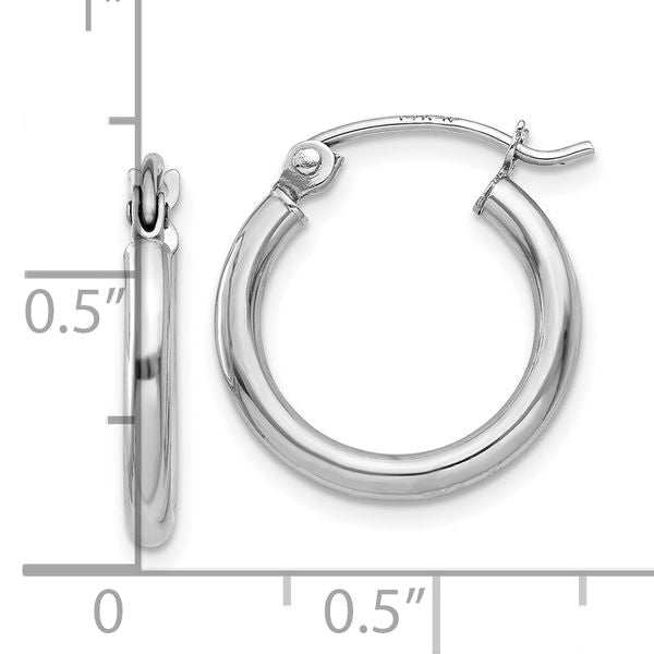 Leslie's 14k White Gold Polished 2x15mm Polished Hoop Earrings - Image 4