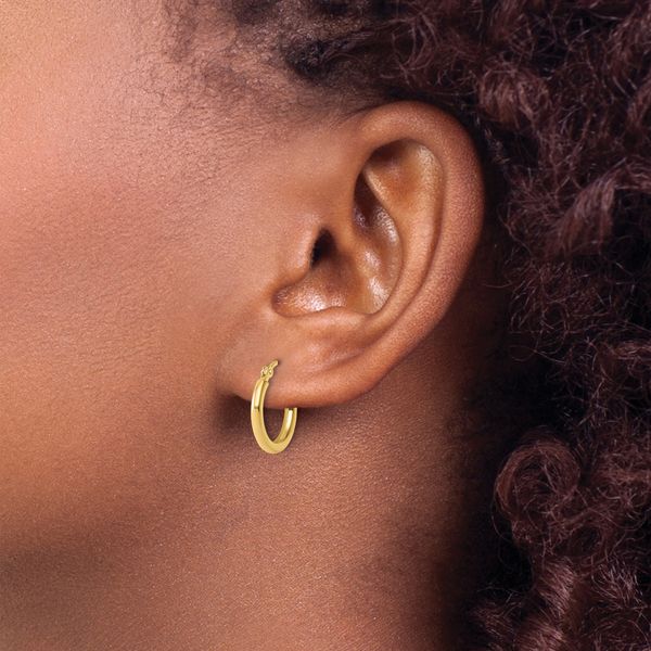 Leslie's 14k Polished 2x15mm Polished Hoop Earrings - Image 3