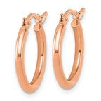 Leslie's 14k Rose Gold Polished 2x17.5mm Polished Hoop Earrings - Image 2