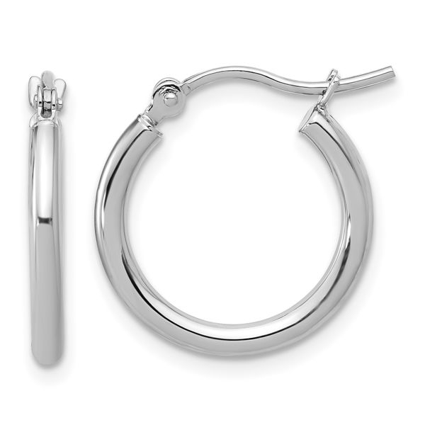 Leslie's 14k White Gold Polished 2x17.5mm Polished Hoop Earrings