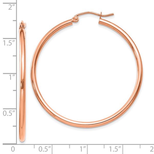 Leslie's 14k Rose Gold Polished 2x40mm Polished Hoop Earrings - Image 4