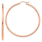 Leslie's 14k Rose Gold Polished 2x50mm Polished Hoop Earrings
