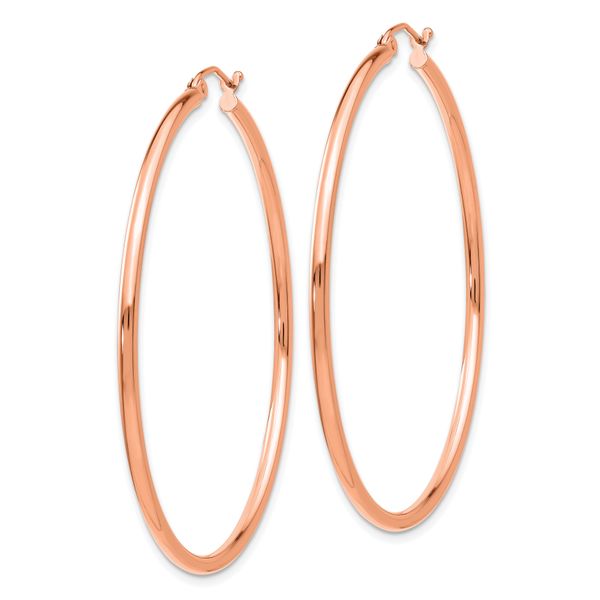 Leslie's 14k Rose Gold Polished 2x50mm Polished Hoop Earrings - Image 2