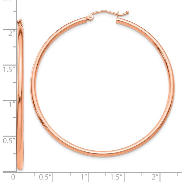 Leslie's 14k Rose Gold Polished 2x50mm Polished Hoop Earrings - Image 4