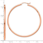 Leslie's 14k Rose Gold Polished 2x50mm Polished Hoop Earrings - Image 4