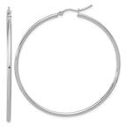 Leslie's 14k White Gold Polished 2x55mm Polished Hoop Earrings