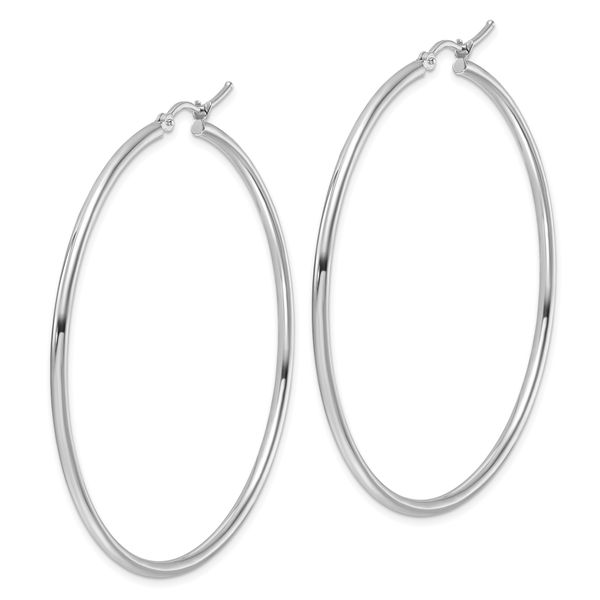 Leslie's 14k White Gold Polished 2x55mm Polished Hoop Earrings - Image 2