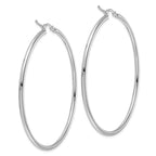 Leslie's 14k White Gold Polished 2x55mm Polished Hoop Earrings - Image 4
