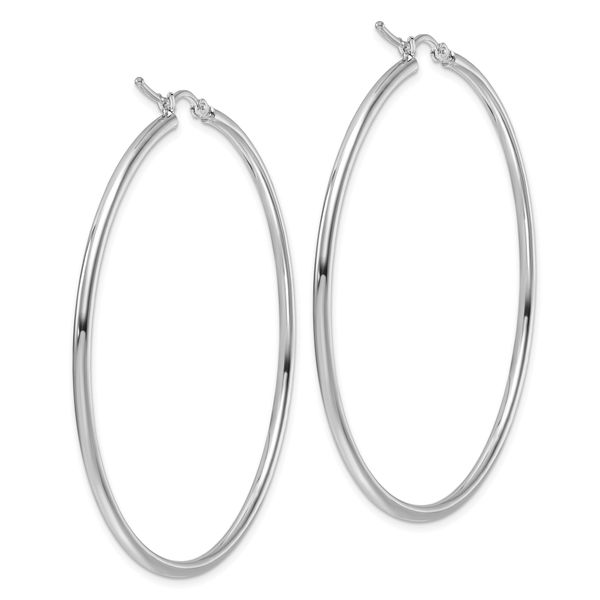 Leslie's 14k White Gold Polished 2x55mm Polished Hoop Earrings - Image 4