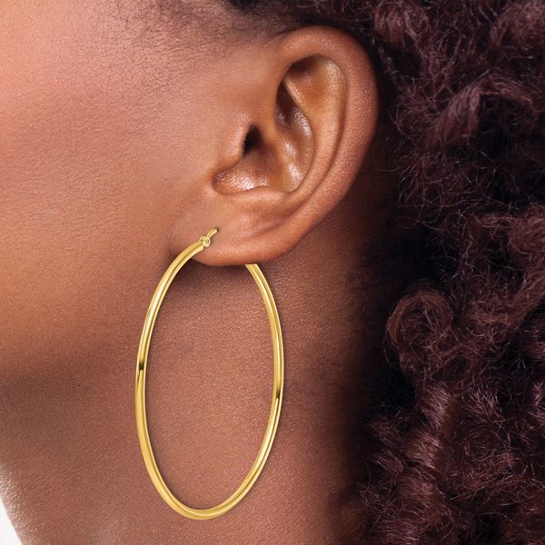 Leslie's 14k Polished 2x55mm Polished Hoop Earrings - Image 3