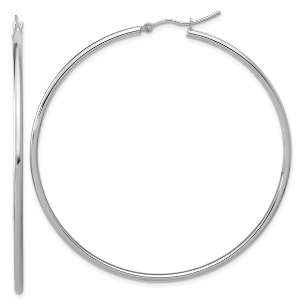Leslie's 14k White Gold Polished 2x60mm Polished Hoop Earrings