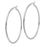 Leslie's 14k White Gold Polished 2x60mm Polished Hoop Earrings - Image 2