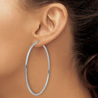 Leslie's 14k White Gold Polished 2x60mm Polished Hoop Earrings - Image 3