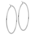 Leslie's 14k White Gold Polished 2x60mm Polished Hoop Earrings - Image 4