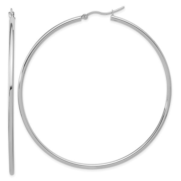 Leslie's 14k White Gold Polished 2x65mm Polished Hoop Earrings