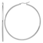 Leslie's 14k White Gold Polished 2x65mm Polished Hoop Earrings