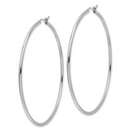 Leslie's 14k White Gold Polished 2x65mm Polished Hoop Earrings - Image 2