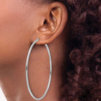 Leslie's 14k White Gold Polished 2x65mm Polished Hoop Earrings - Image 3