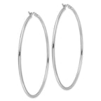 Leslie's 14k White Gold Polished 2x65mm Polished Hoop Earrings - Image 4