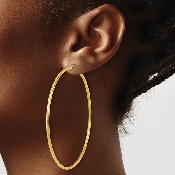 Leslie's 14k Polished 2x70mm Polished Hoop Earrings - Image 3