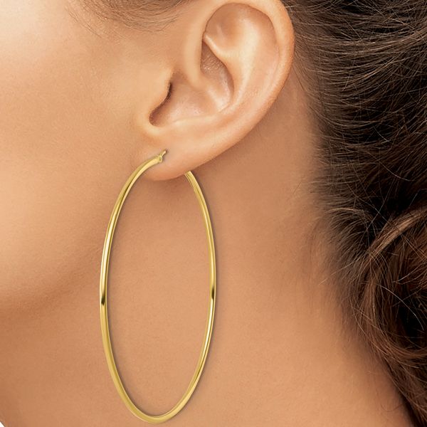 Leslie's 14k Polished 2x75mm Polished Hoop Earrings - Image 3
