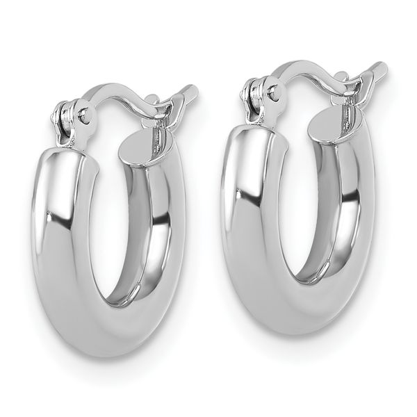 Leslie's 14k White Gold Polished 3mm Polished Hoop Earrings - Image 2
