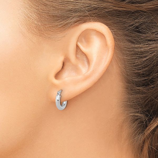 Leslie's 14k White Gold Polished 3mm Polished Hoop Earrings - Image 3