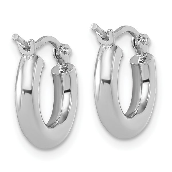 Leslie's 14k White Gold Polished 3mm Polished Hoop Earrings - Image 4
