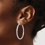 Leslie's 14k White Gold Polished 3mm Polished Hoop Earrings - Image 3
