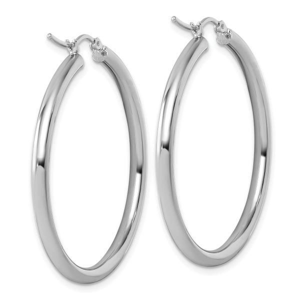 Leslie's 14k White Gold Polished 3mm Polished Hoop Earrings - Image 4