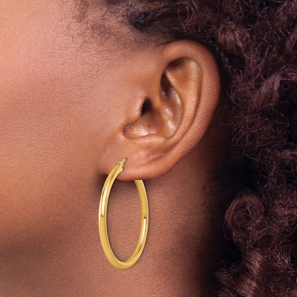 Leslie's 14k Polished 3mm Polished Hoop Earrings - Image 3