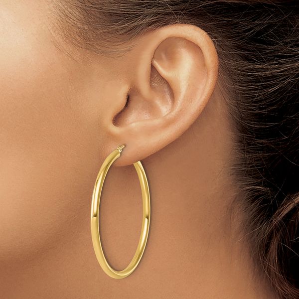 Leslie's 14k Polished 3mm Polished Hoop Earrings - Image 3