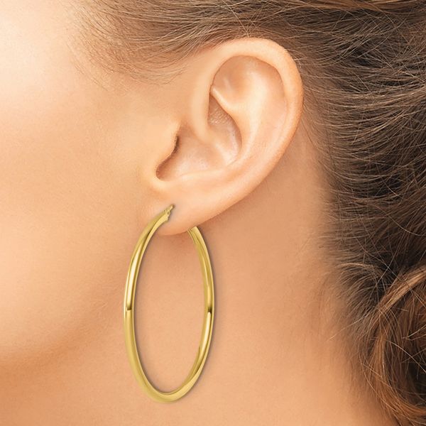 Leslie's 14k Polished 3mm Polished Hoop Earrings - Image 3