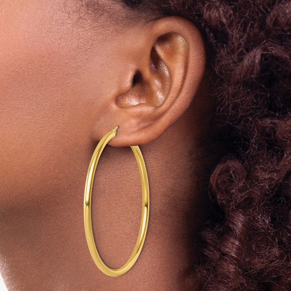 Leslie's 14k Polished 3mm Polished Hoop Earrings - Image 3