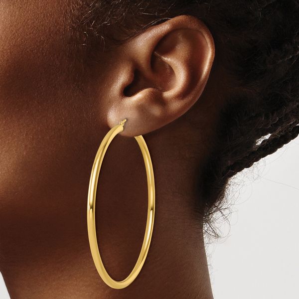 Leslie's 14k Polished 3mm Polished Hoop Earrings - Image 3