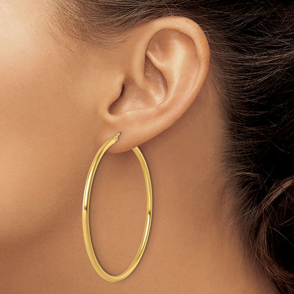 Leslie's 14k Polished 2.5mm Polished Hoop Earrings - Image 3