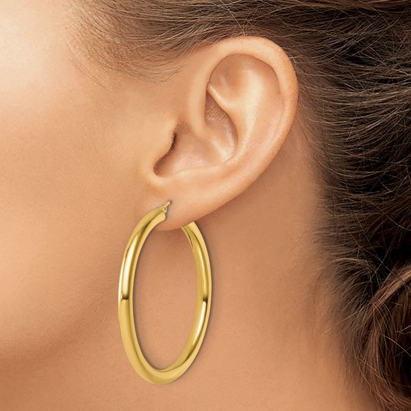 Leslie's 14k Polished 4mm Polished Hoop Earrings - Image 3