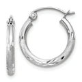 Leslie's 14k White Gold Satin and D/C 2mm Round Hoop Earrings