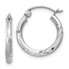 Leslie's 14k White Gold Satin and D/C 2mm Round Hoop Earrings