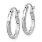 Leslie's 14k White Gold Satin and D/C 2mm Round Hoop Earrings - Image 2