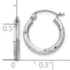 Leslie's 14k White Gold Satin and D/C 2mm Round Hoop Earrings - Image 4