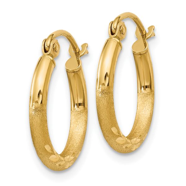Leslie's 14k Satin and D/C 2mm Round Tube Hoop Earrings - Image 2