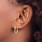 Leslie's 14k Satin and D/C 2mm Round Tube Hoop Earrings - Image 3