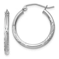 Leslie's 14k White Gold Satin and D/C 2mm Round Hoop Earrings
