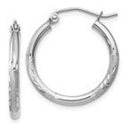 Leslie's 14k White Gold Satin and D/C 2mm Round Hoop Earrings