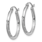 Leslie's 14k White Gold Satin and D/C 2mm Round Hoop Earrings - Image 2