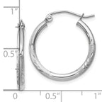 Leslie's 14k White Gold Satin and D/C 2mm Round Hoop Earrings - Image 4